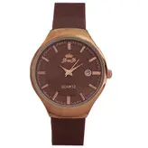 ساعت مچی عقربه ای دخترانه بندسیلیکونی قهوه ای اسپرت رنگی تاریخ شمار