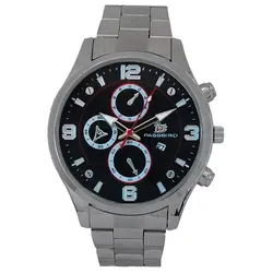 ساعت بندفلزی مردانه ارسال رایگان نقره ای مشکی تاریخ شمار عقربه ای اسپرت کادوی خاص ساعت نقره ای