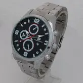 ساعت بندفلزی مردانه ارسال رایگان نقره ای مشکی تاریخ شمار عقربه ای اسپرت کادوی خاص ساعت نقره ای