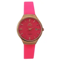 ساعت مچی عقربه ای دخترانه بندسیلیکونی نارنجی زرد اسپرت رنگی تاریخ شمار