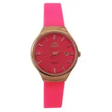 ساعت مچی عقربه ای دخترانه بندسیلیکونی نارنجی زرد اسپرت رنگی تاریخ شمار