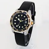 ساعت مردانه رولکس بندچرمی مشکی طلایی نقره ای ضدآب ارسال رایگان تاریخ شمار ذره بینی طرح رولکس