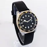 ساعت مردانه رولکس بندچرمی مشکی طلایی نقره ای ضدآب ارسال رایگان تاریخ شمار ذره بینی طرح رولکس