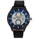 ساعت مردانه بندچرمی ضدآب تاریخ شمار ساعت مشکی دودی کیفیت بالا ارسال رایگان