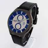 ساعت مردانه بندچرمی ضدآب تاریخ شمار ساعت مشکی دودی کیفیت بالا ارسال رایگان