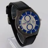 ساعت مردانه بندچرمی ضدآب تاریخ شمار ساعت مشکی دودی کیفیت بالا ارسال رایگان