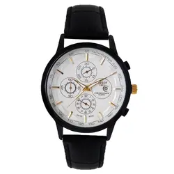 ساعت تیسوتTISSOT ارسال رایگان مردانه بندچرمی ضدآب طرح سه موتوره (تک موتور فعال )ساعت سفید مشکی اسپرت تاریخ شمار