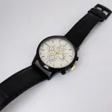 ساعت تیسوتTISSOT ارسال رایگان مردانه بندچرمی ضدآب طرح سه موتوره (تک موتور فعال )ساعت سفید مشکی اسپرت تاریخ شمار