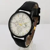 ساعت تیسوتTISSOT ارسال رایگان مردانه بندچرمی ضدآب طرح سه موتوره (تک موتور فعال )ساعت سفید مشکی اسپرت تاریخ شمار