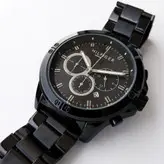 ساعت مچی مردانه بندفلزی ساعت مشکی کرنوگراف سه موتور فعال تاریخ شمار ضدآب