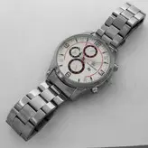 ساعت بندفلزی مردانه ضدآب ارسال رایگان نقره ای سفید تاریخ شمار عقربه ای اسپرت  کادوی خاص ساعت نقره ای