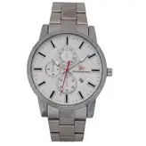 ساعت بندفلزی مردانه ارسال رایگان نقره ای سفید تاریخ شمار عقربه ای اسپرت کادوی خاص ساعت نقره ای