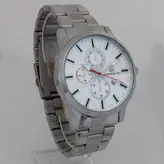 ساعت بندفلزی مردانه ارسال رایگان نقره ای سفید تاریخ شمار عقربه ای اسپرت کادوی خاص ساعت نقره ای