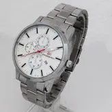 ساعت بندفلزی مردانه ارسال رایگان نقره ای سفید تاریخ شمار عقربه ای اسپرت کادوی خاص ساعت نقره ای