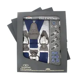 کیت ساس بند مردانه(دکمه‌ای و کلیپس) مدل والنتینو کش نقش برجسته