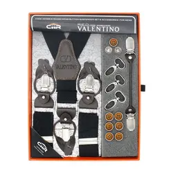کیت ساس بند مردانه(دکمه‌ای و کلیپس) مدل والنتینو کش نقش برجسته
