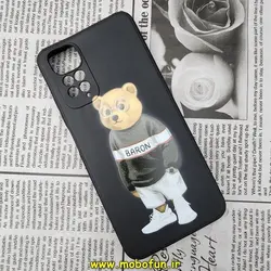 قاب گوشی Redmi Note 11 4G - Redmi Note 11S شیائومی سیلیکونی ژله ای محافظ لنز دار طرح خرسی تدی Tedi مشکی کد 407