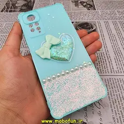 قاب گوشی Xiaomi Redmi Note 11 Pro 4G Global - Redmi Note 11 Pro 5G Global شیائومی طرح رزین قلبی مرواریدی محافظ لنز دار سبزآبی کد 297