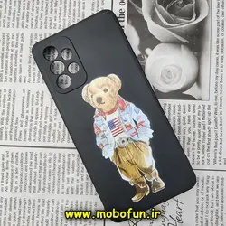 قاب گوشی Galaxy A73 5G سامسونگ سیلیکونی ژله ای محافظ لنز دار طرح خرسی تدی Tedi مشکی کد 285