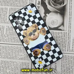 قاب گوشی Galaxy A53 5G سامسونگ سیلیکونی ژله ای محافظ لنز دار طرح خرسی تدی Tedi مشکی کد 345