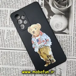 قاب گوشی Galaxy A53 5G سامسونگ سیلیکونی ژله ای محافظ لنز دار طرح خرسی تدی Tedi مشکی کد 334
