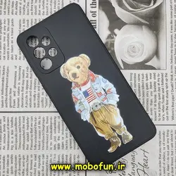 قاب گوشی Galaxy A33 5G سامسونگ سیلیکونی ژله ای محافظ لنز دار طرح خرسی تدی Tedi مشکی کد 274