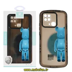 قاب گوشی Redmi 10C - Poco C40 شیائومی طرح ژله ای شفاف بالشتی KAWS ربات محافظ لنز دار مشکی کد 109