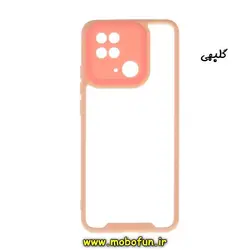 قاب گوشی Redmi 10C - Poco C40 شیائومی اورجینال Pro Camera طرح پشت طلق شفاف دور ژله ای محافظ لنز دار گلبهی کد 103