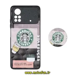 قاب گوشی Xiaomi Poco X4 Pro 5G شیائومی فانتزی پافر طرح استارباکس STARBUCKS پاپ سوکت دار محافظ لنز دار کد 367