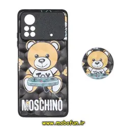 قاب گوشی Xiaomi Poco X4 Pro 5G شیائومی فانتزی پافر طرح خرسی MOSCHINO پاپ سوکت دار محافظ لنز دار کد 365