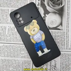قاب گوشی Xiaomi Poco X4 Pro 5G شیائومی سیلیکونی ژله ای طرح خرسی تدی Tedi محافظ لنز دار مشکی کد 333