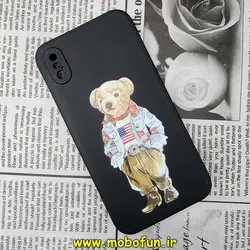 قاب گوشی iPhone X - iPhone XS آیفون سیلیکونی ژله ای طرح خرسی تدی TEDi محافظ لنز دار مشکی کد 377