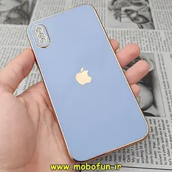 قاب گوشی iPhone X - iPhone XS آیفون طرح ژله ای مای کیس گلد لاین دور طلایی محافظ لنز دار آبی فیلی کد 370