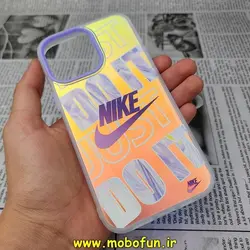 قاب گوشی iPhone 14 Pro Max آیفون طرح ضدضربه هولوگرامی لنز رنگی هفت رنگ نایکی NIKE JUST DO IT کد 88