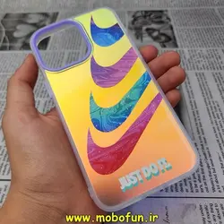 قاب گوشی iPhone 14 Pro Max آیفون طرح ضدضربه هولوگرامی لنز رنگی هفت رنگ نایکی NIKE JUST DO IT کد 85