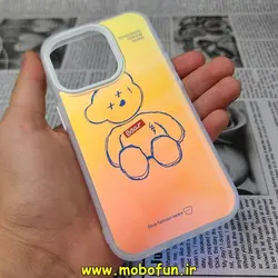 قاب گوشی iPhone 14 Pro آیفون طرح ضدضربه هولوگرامی لنز رنگی هفت رنگ خرس تدی کد 56