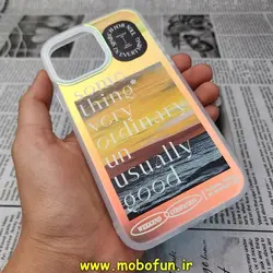 قاب گوشی iPhone 14 Pro آیفون طرح ضدضربه هولوگرامی لنز رنگی هفت رنگ غروب دریا کد 47