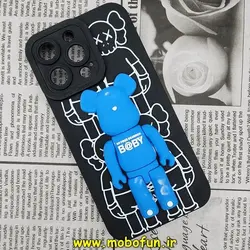 قاب گوشی iPhone 13 Pro آیفون طرح سیلیکونی ژله ای سه بعدی برجسته عروسکی محافظ لنز دار مشکی کد 258