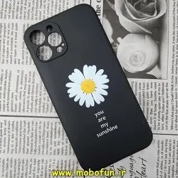 قاب گوشی iPhone 12 Pro Max آیفون سیلیکونی ژله ای طرح گل بابونه محافظ لنز دار مشکی کد 461
