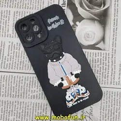 قاب گوشی iPhone 12 Pro Max آیفون طرح سیلیکونی ژله ای سه بعدی برجسته عروسکی محافظ لنز دار مشکی کد 449