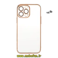 قاب گوشی iPhone 12 Pro Max آیفون طرح ژله ای الکتروپلیتینگ محافظ لنز دار اورجینال یونیک کیس Unique Case طلایی کد 443