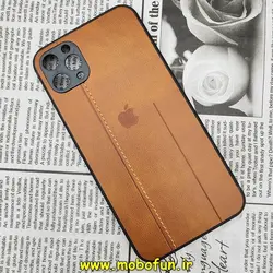 قاب گوشی iPhone 11 Pro Max آیفون اورجینال دادوو 2023 طرح هارد HARD چرمی محافظ لنز دار قهوه ای روشن کد 434