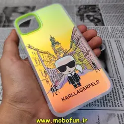 قاب گوشی iPhone 11 Pro Max آیفون طرح ضدضربه هولوگرامی لنز رنگی هفت رنگ کارل لاجرفلد KARL LAGERFELD کد 409