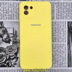 قاب گوشی Galaxy A03 2022 سامسونگ سیلیکونی اورجینال سورا SORA پاک کنی درجه یک زیربسته محافظ لنز دار زرد کد 48