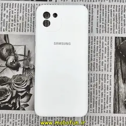 قاب گوشی Galaxy A03 2022 سامسونگ سیلیکونی اورجینال سورا SORA پاک کنی درجه یک زیربسته محافظ لنز دار سفید کد 46