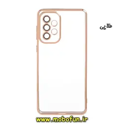 قاب گوشی Galaxy A23 4G سامسونگ طرح الکتروپلیتینگ ژله ای شفاف اورجینال یونیک کیس Unique Case محافظ لنز دار طلایی کد 214