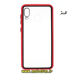 قاب گوشی Galaxy A20 - Galaxy A30 سامسونگ طرح پشت طلق شفاف دور سیلیکونی رنگی قرمز کد 344