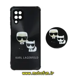 قاب گوشی Galaxy A12 سامسونگ لیزری محافظ لنز دار پاپ سوکت دار طرح کارل لاجرفلد KARL LAGERFELD کد 873