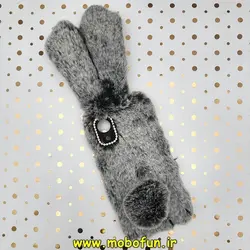 قاب گوشی Galaxy A03 Core سامسونگ اورجینال طرح عروسکی خرگوشی پشمالو خاکستری کد 92