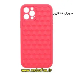 قاب گوشی iPhone 12 Pro آیفون سیلیکونی سه بعدی مکعبی اورجینال پاک کنی درجه یک زیربسته صورتی فانتزی محافظ لنز دار کد 627
